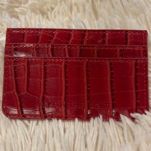NWOT below the belt card wallet red croc